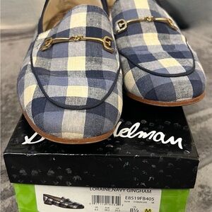 Sam Edelman Navy Gingham Flats